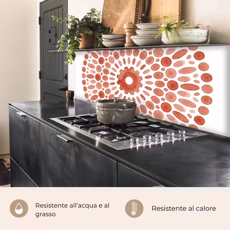 Schienale cucina - Motivo - Cerchi - Astratto - Moderno - Rosso — 5