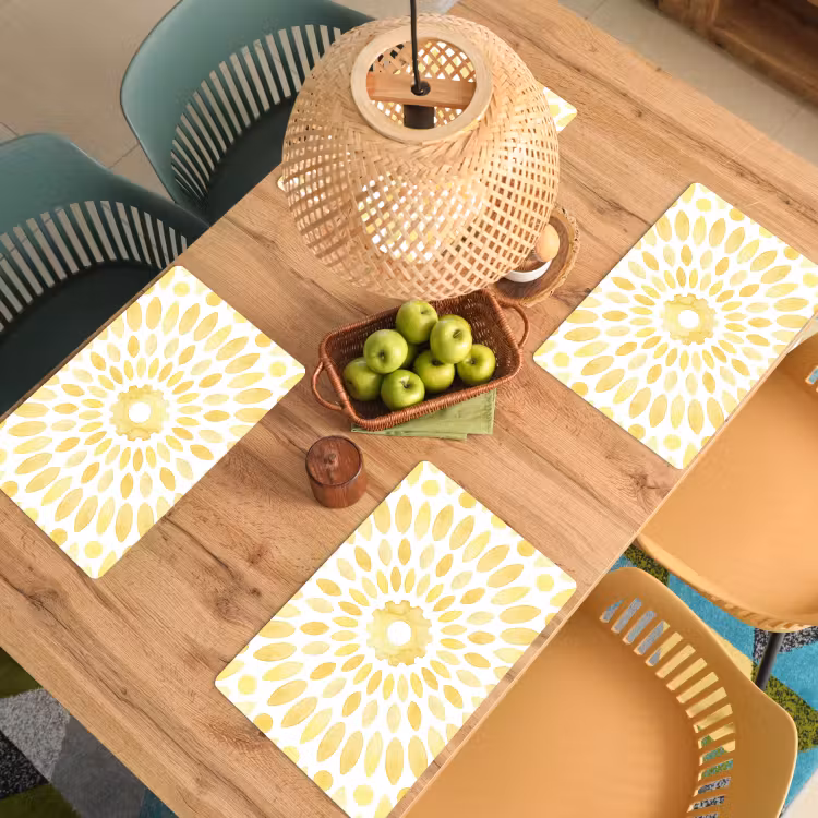 Tovaglietta – 6 pezzi - Astratto - Geometrico - Radioso - Giallo — 3