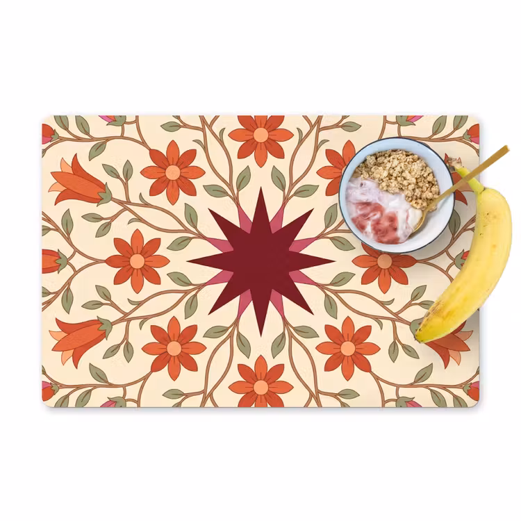 Tovaglietta – 6 pezzi - Fiori - Mandala - Decorativo - Rosso — 1