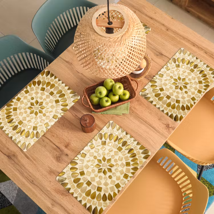 Tovaglietta – 6 pezzi - Motivo - Forme - Mosaico - Astratto - Oro — 3