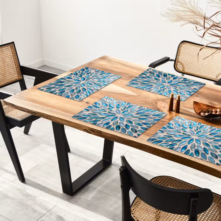 Tovaglietta – 6 pezzi - Motivo - Lucentezza - Astratto - Blu - Decorazione — 4