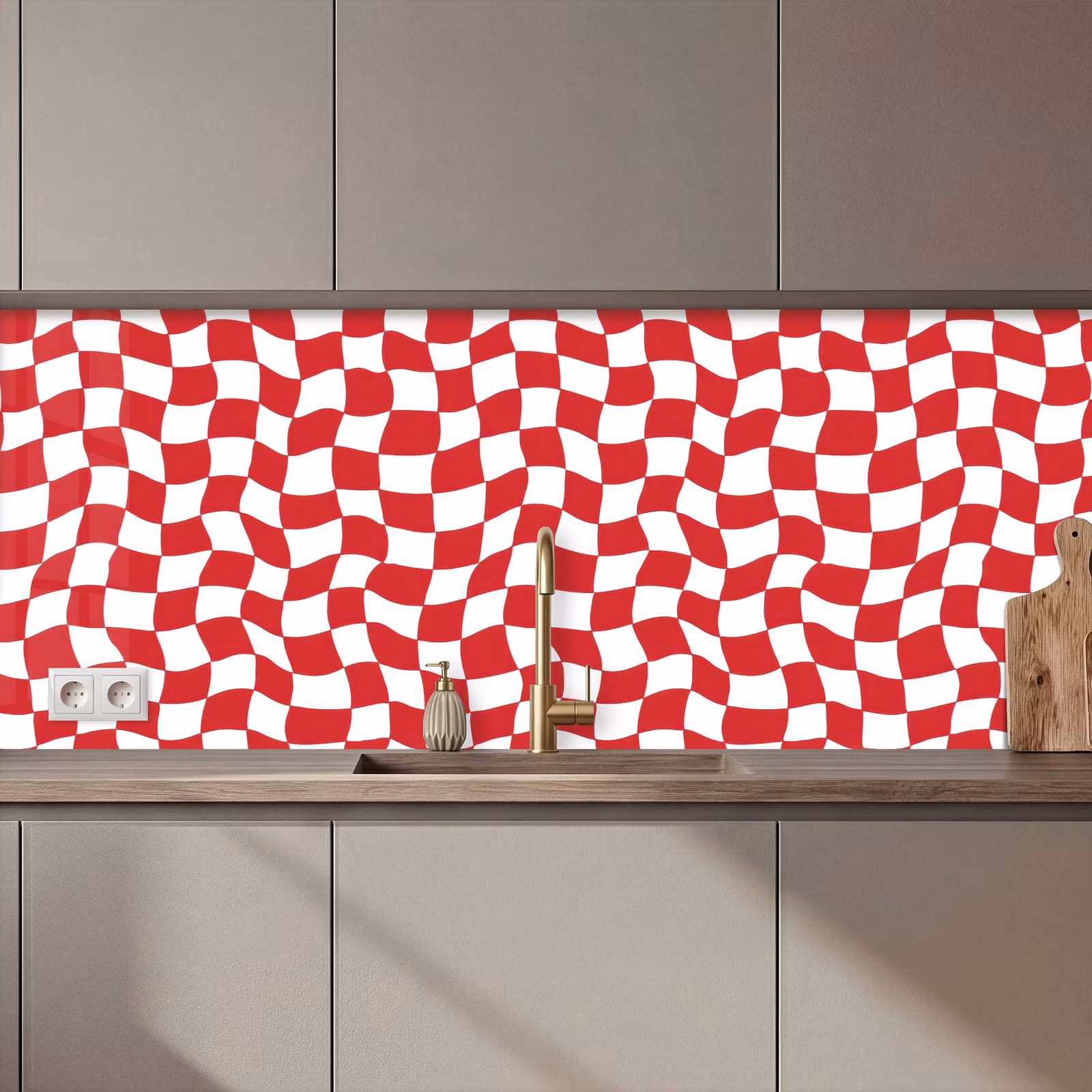 Schienale cucina - Ondulato - Motivo - Rosso — 1