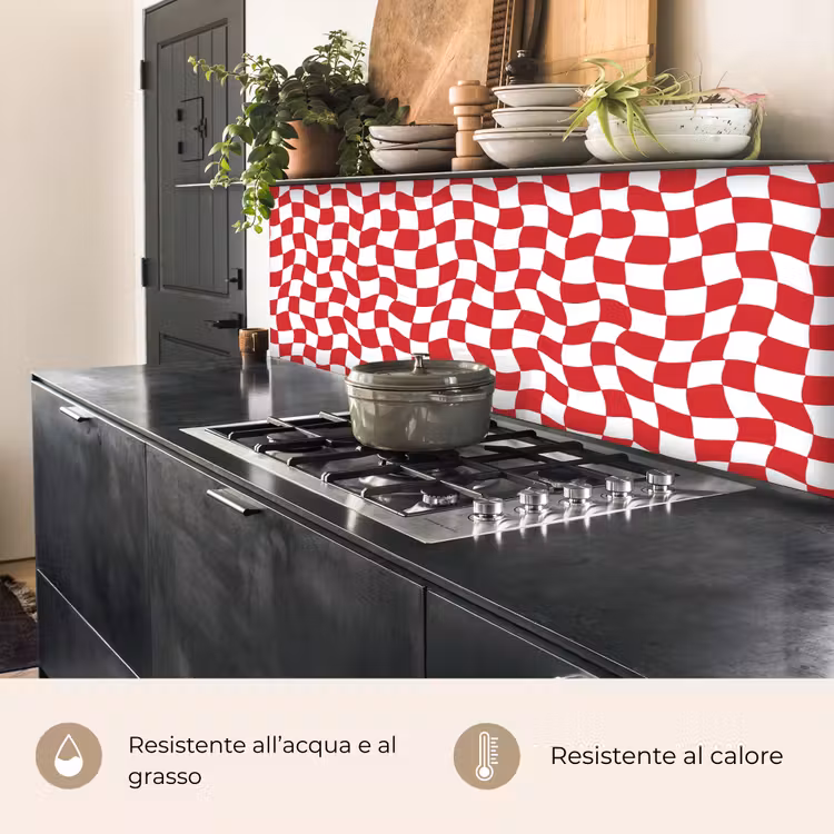 Schienale cucina - Ondulato - Motivo - Rosso — 5