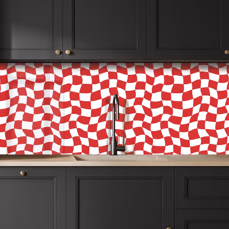 Schienale cucina - Ondulato - Motivo - Rosso — 6