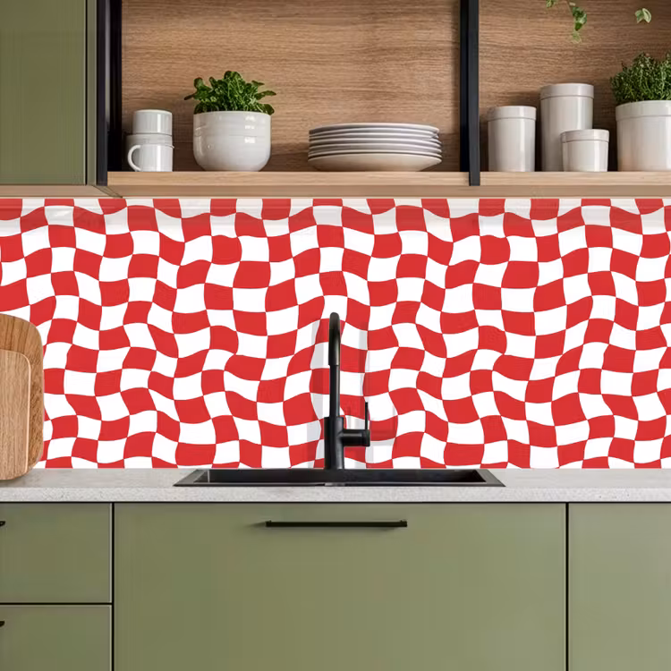 Schienale cucina - Ondulato - Motivo - Rosso — 8