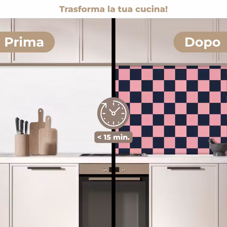 Schienale cucina - Tradizionale - Motivo - Blu - Rosa — 3