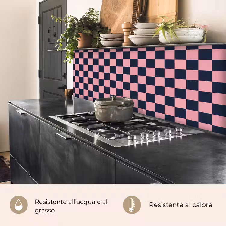 Schienale cucina - Tradizionale - Motivo - Blu - Rosa — 5