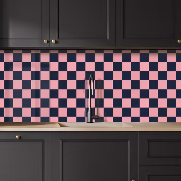 Schienale cucina - Tradizionale - Motivo - Blu - Rosa — 6
