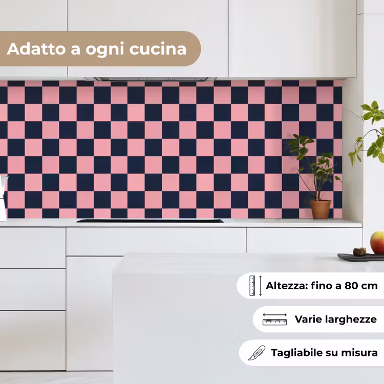 Schienale cucina - Tradizionale - Motivo - Blu - Rosa — 7