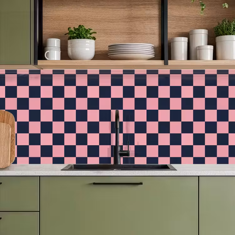 Schienale cucina - Tradizionale - Motivo - Blu - Rosa — 8