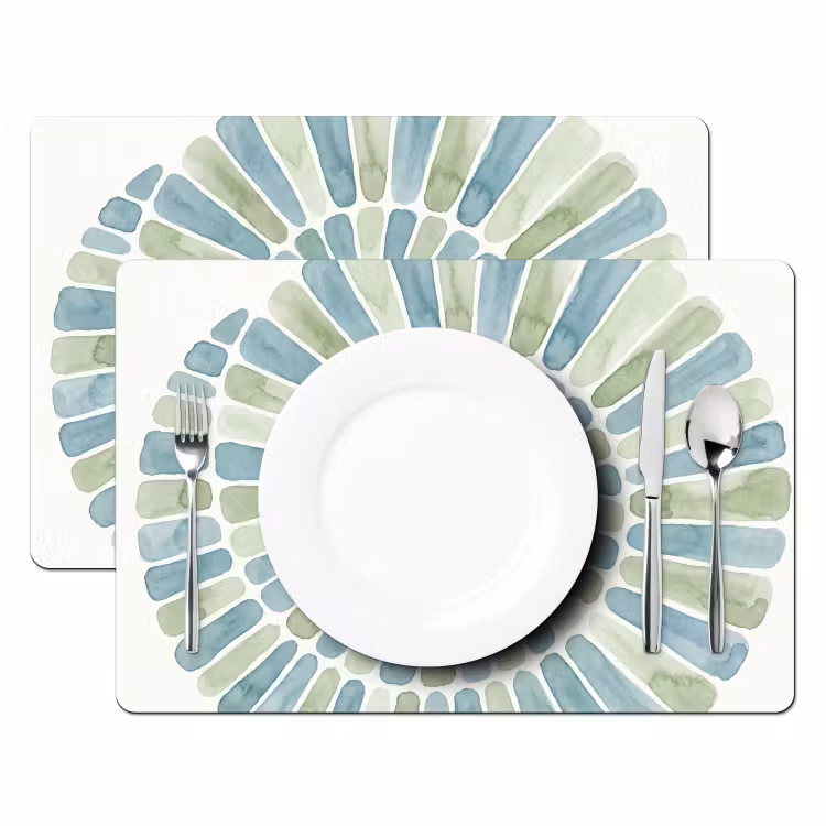 Tovaglietta – 6 pezzi - Abstract - Spirale - Motivo - Moderno - Blu-Verde — 2