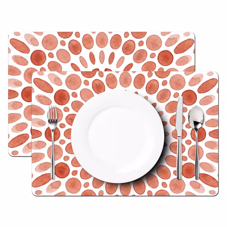 Tovaglietta – 6 pezzi - Motivo - Cerchi - Astratto - Moderno - Rosso — 2