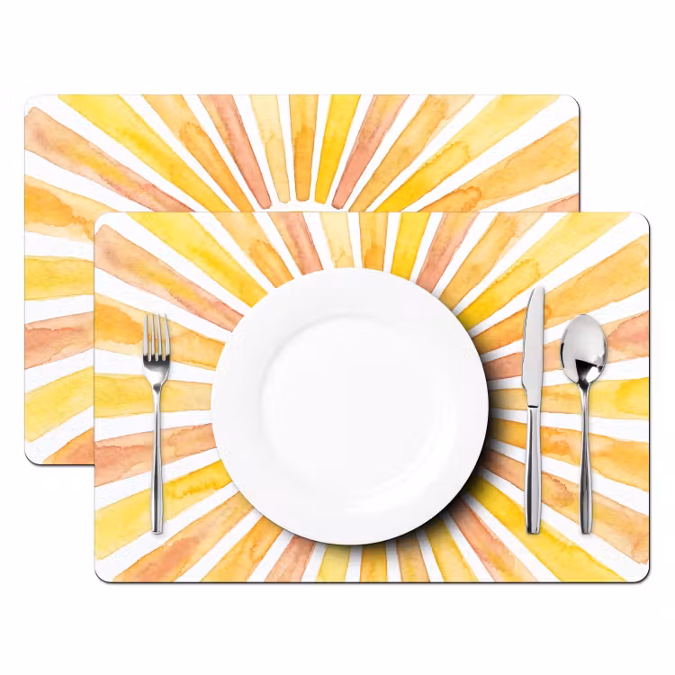 Tovaglietta – 6 pezzi - Sole - Raggi - Acquerello - Giallo - Astratto — 2