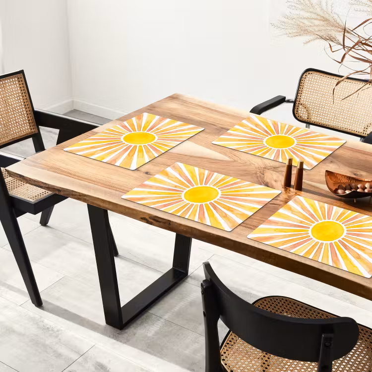 Tovaglietta – 6 pezzi - Sole - Raggi - Acquerello - Giallo - Astratto — 4
