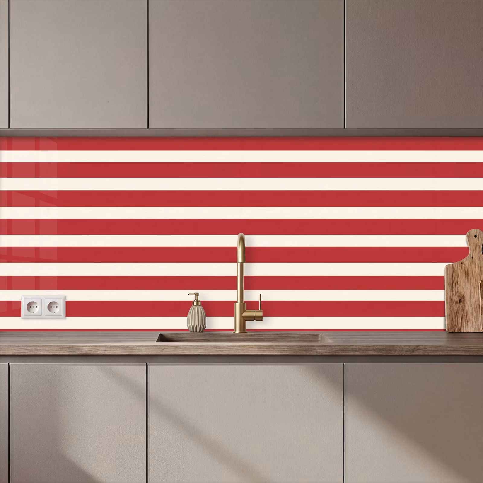Schienale cucina - Strisce - Motivo - Rosso — 1