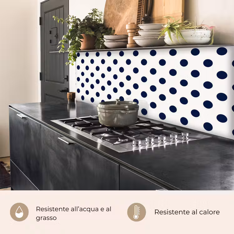 Schienale cucina - Classico - Puntini - Blu — 5