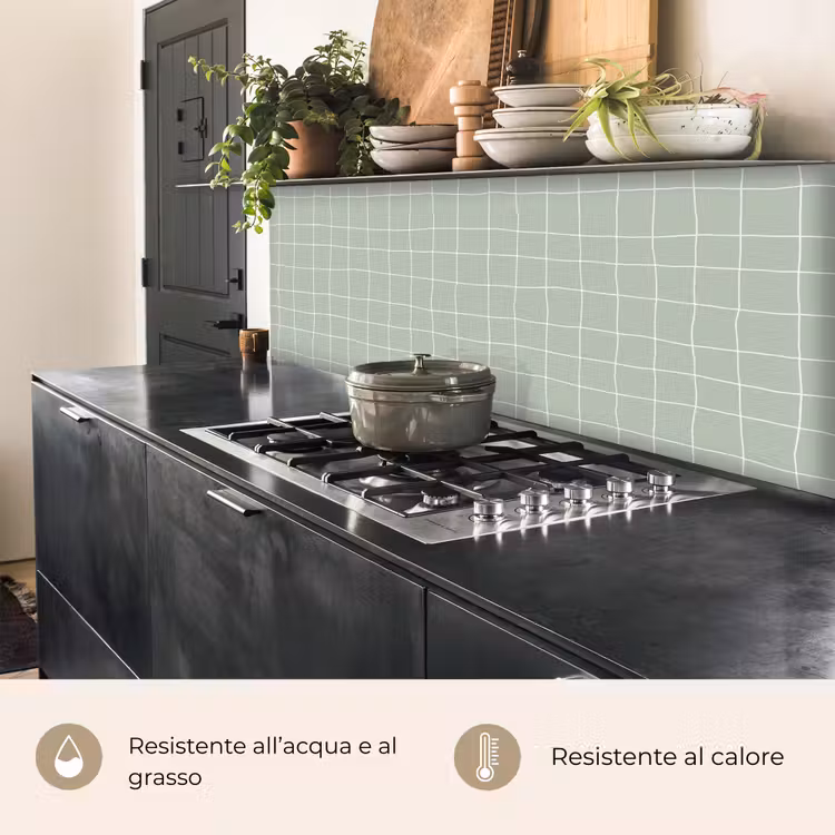 Schienale cucina - Motivo a scacchi - Ondulato - Verde — 5