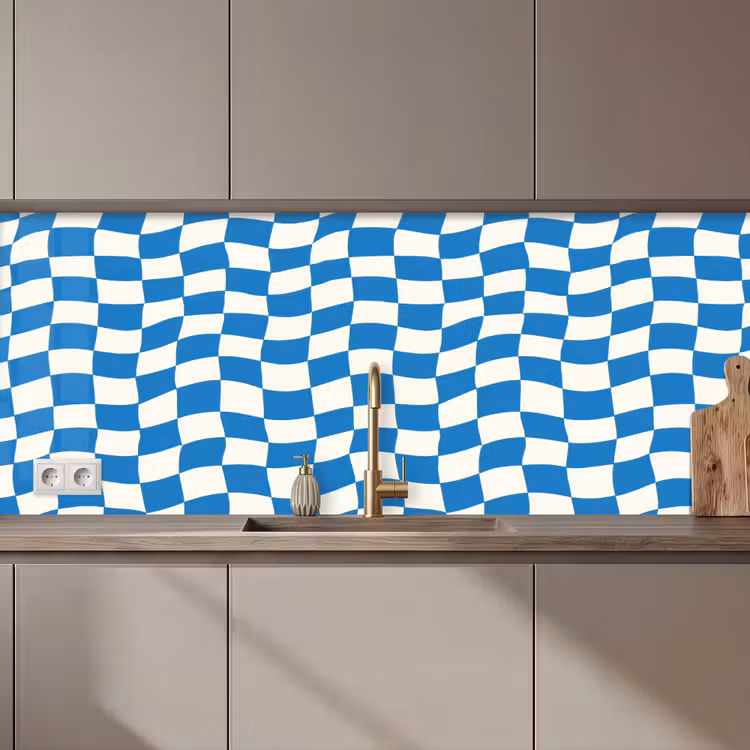 Schienale cucina - Ondulato - Motivo - Blu — 1