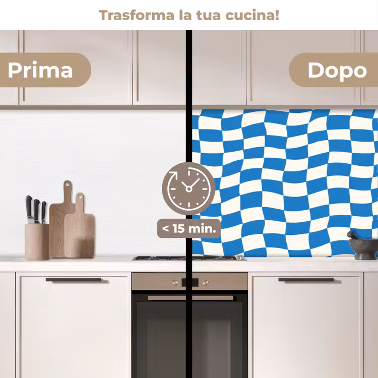 Schienale cucina - Ondulato - Motivo - Blu — 3