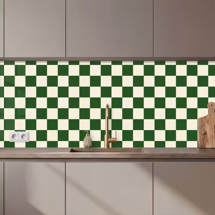 Schienale cucina - Scacchiera - Motivo - Verde — 1