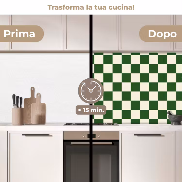Schienale cucina - Scacchiera - Motivo - Verde — 3