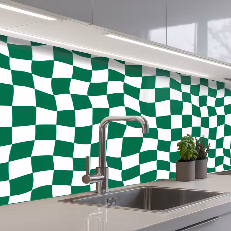 Schienale cucina - Scacchiera - Ondulata - Verde — 2