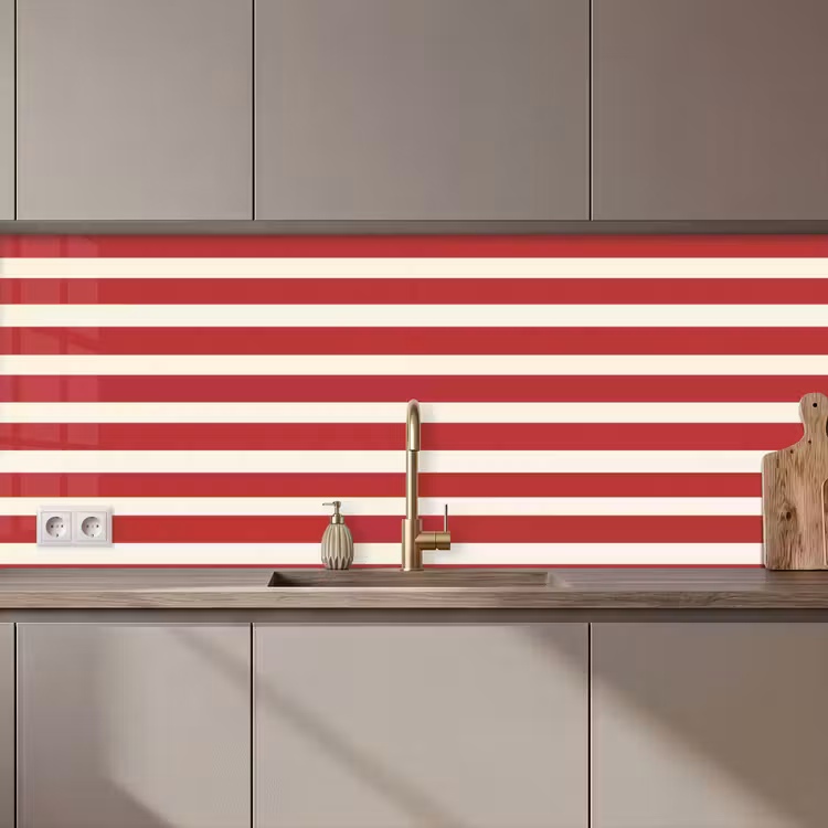 Schienale cucina - Strisce - Motivo - Rosso — 1