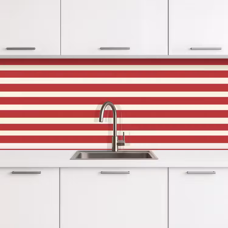 Schienale cucina - Strisce - Motivo - Rosso — 4