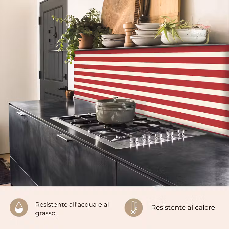 Schienale cucina - Strisce - Motivo - Rosso — 5