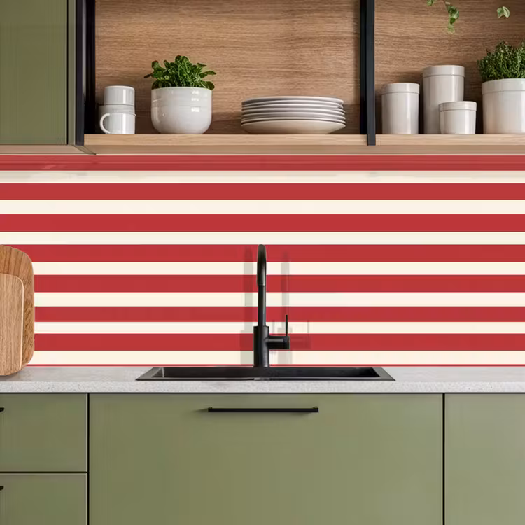 Schienale cucina - Strisce - Motivo - Rosso — 8