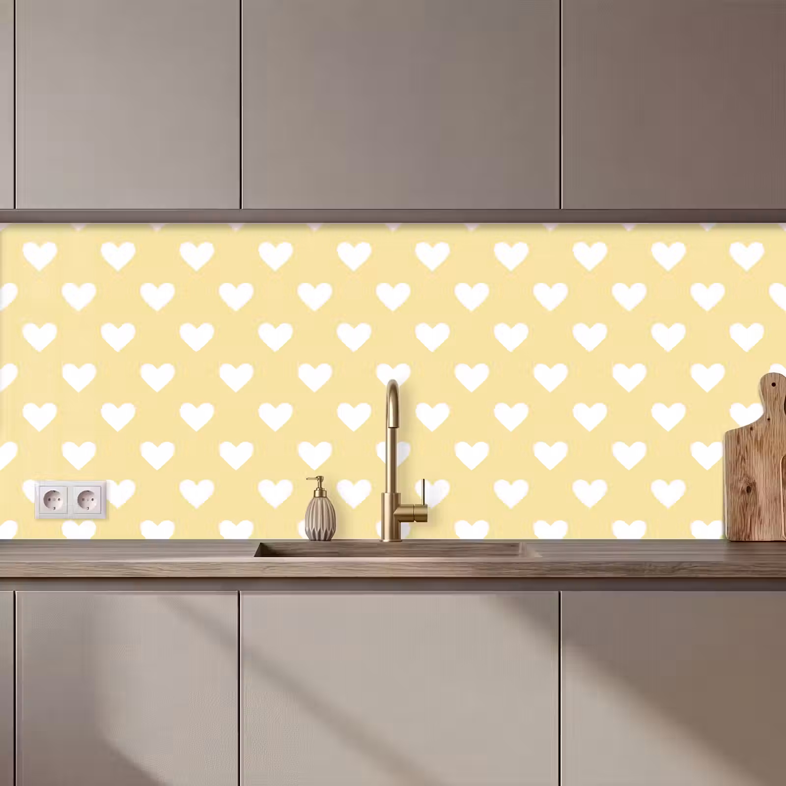 Schienale cucina - Cuori - Motivo - Giallo — 1