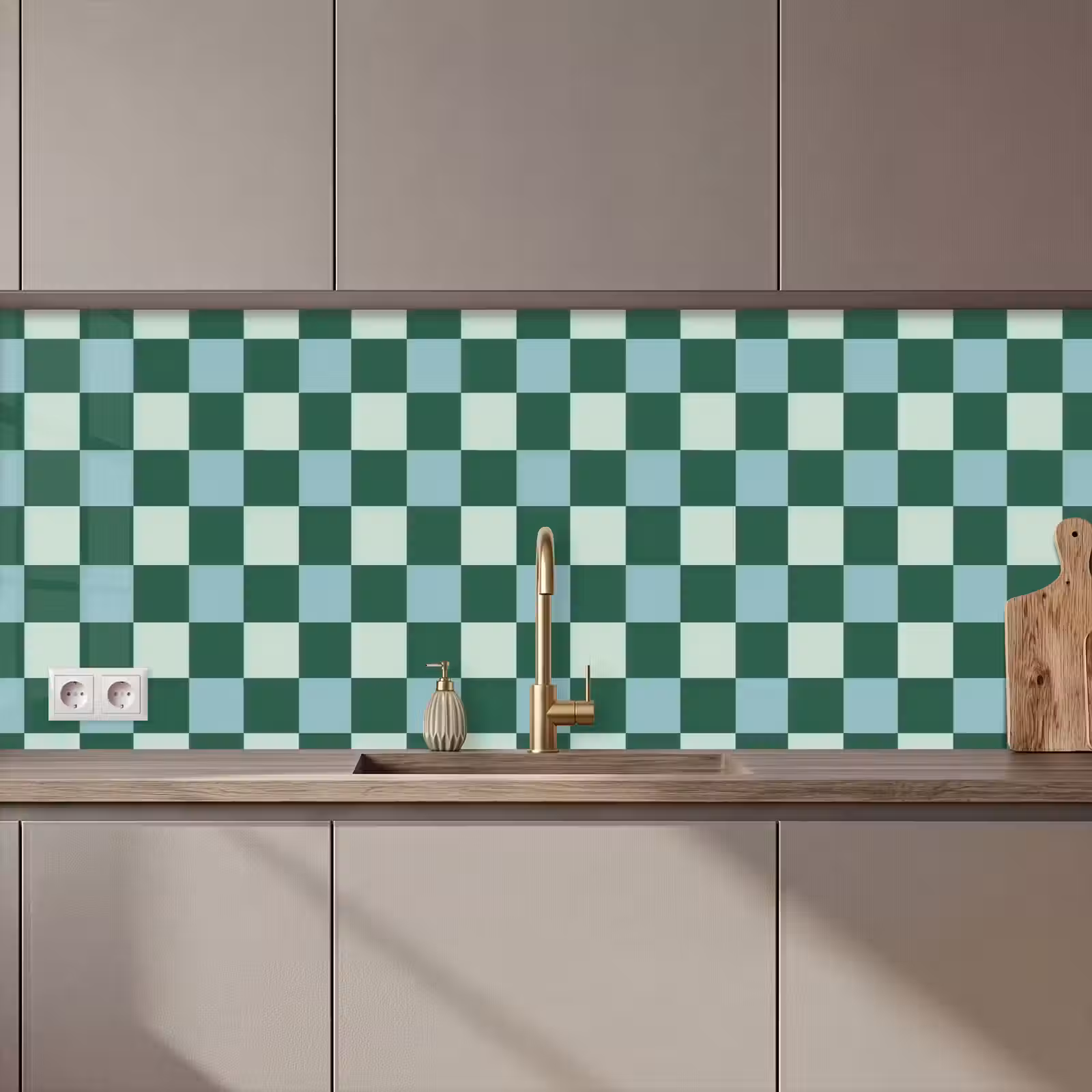 Schienale cucina - Scacchiera - Classica - Verde — 1
