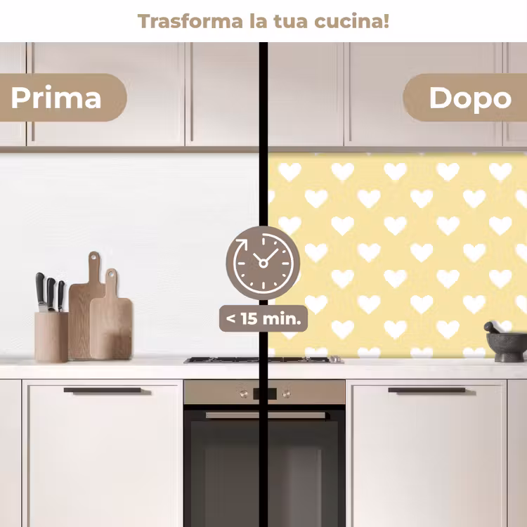 Schienale cucina - Cuori - Motivo - Giallo — 3