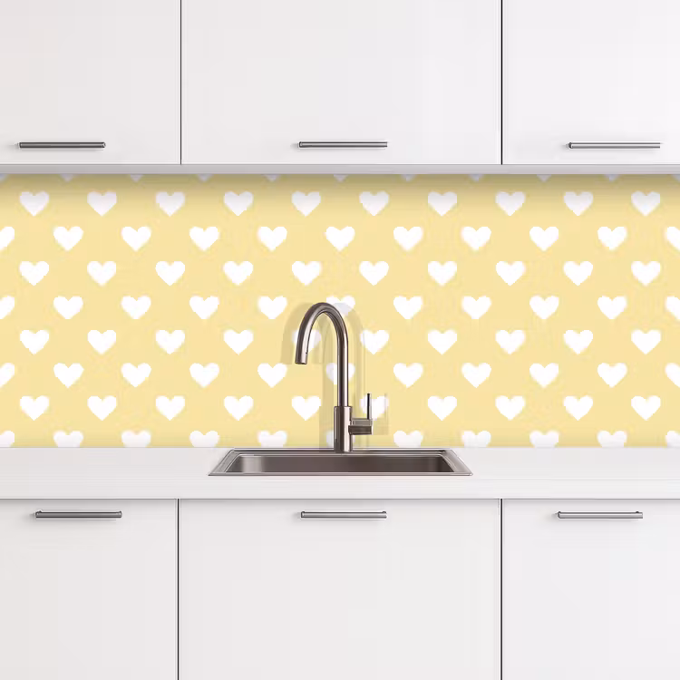Schienale cucina - Cuori - Motivo - Giallo — 4