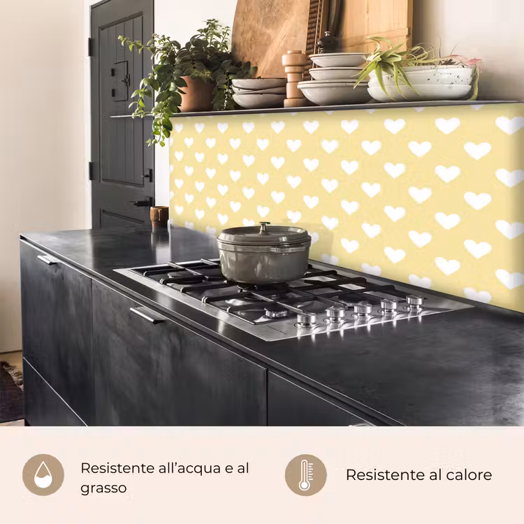 Schienale cucina - Cuori - Motivo - Giallo — 5