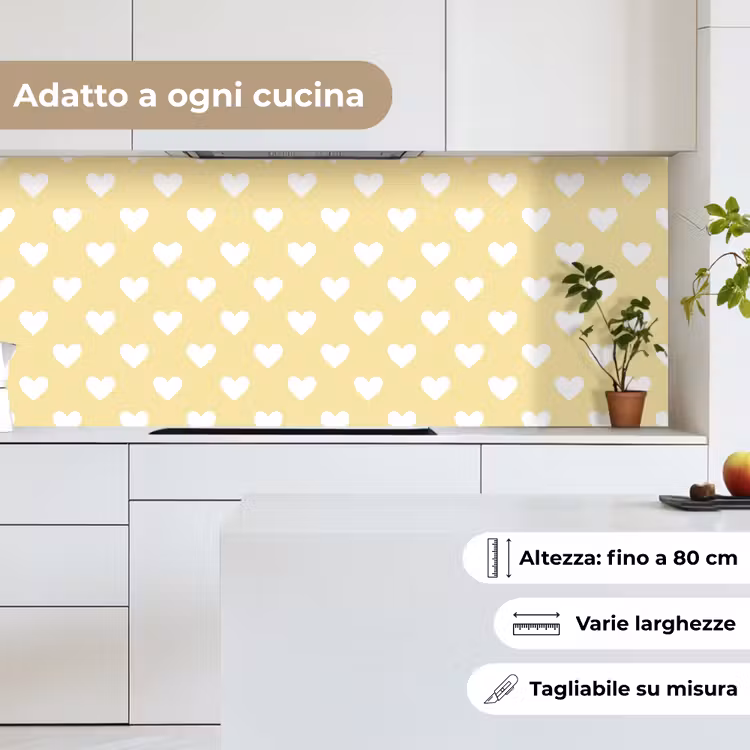 Schienale cucina - Cuori - Motivo - Giallo — 7