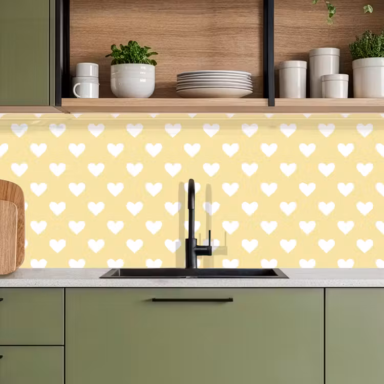 Schienale cucina - Cuori - Motivo - Giallo — 8