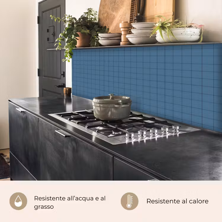 Schienale cucina - Diamanti - Geometrico - Blu — 5