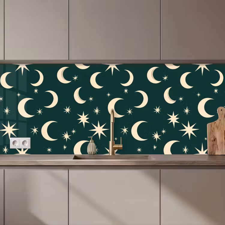 Schienale cucina - Lune - Stelle - Verde — 1