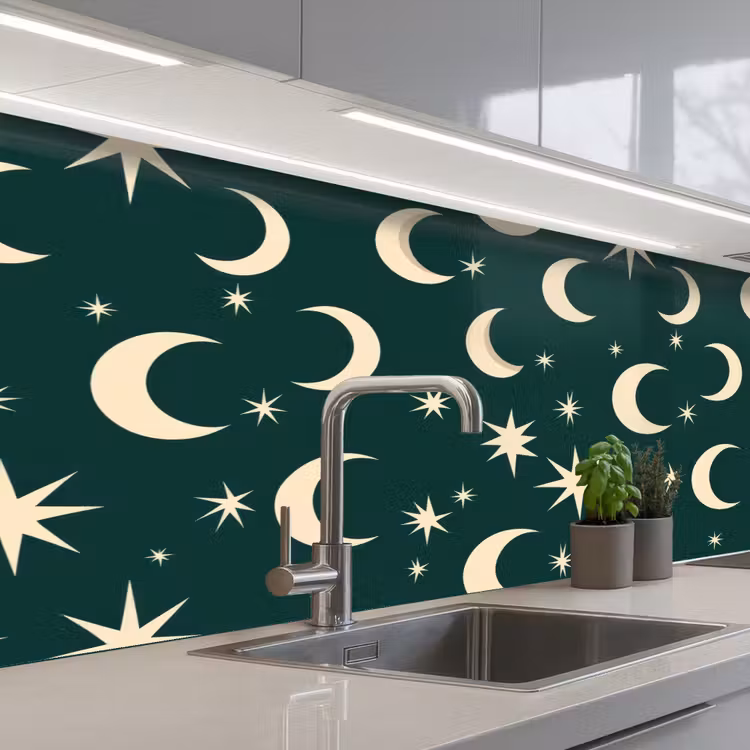 Schienale cucina - Lune - Stelle - Verde — 2