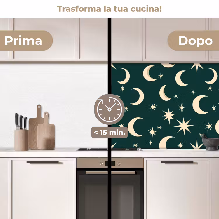 Schienale cucina - Lune - Stelle - Verde — 3
