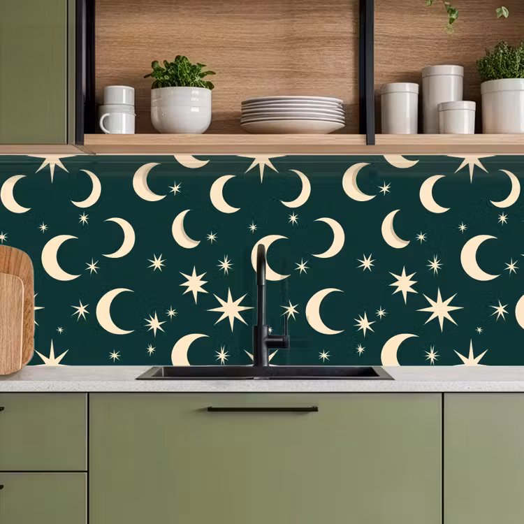 Schienale cucina - Lune - Stelle - Verde — 8