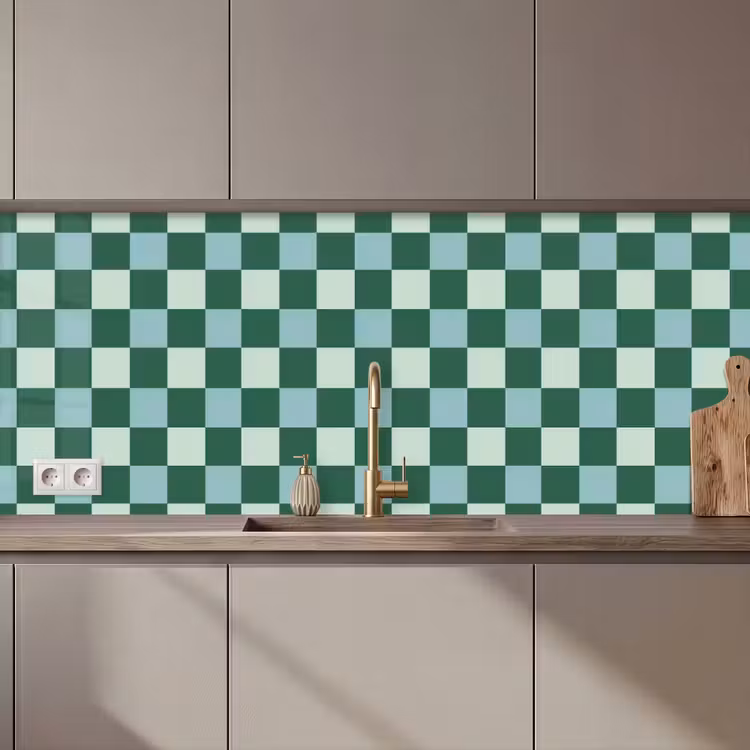 Schienale cucina - Scacchiera - Classica - Verde — 1