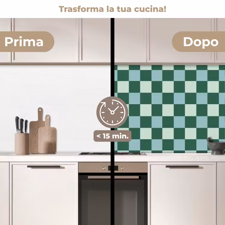 Schienale cucina - Scacchiera - Classica - Verde — 3
