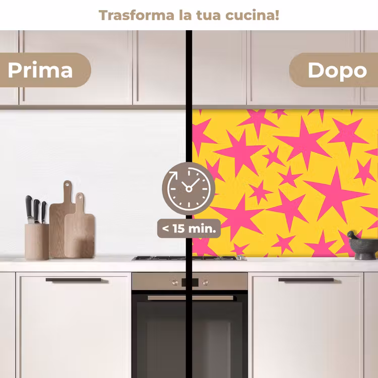 Schienale cucina - Stelle - Motivo - Rosa - Giallo — 3
