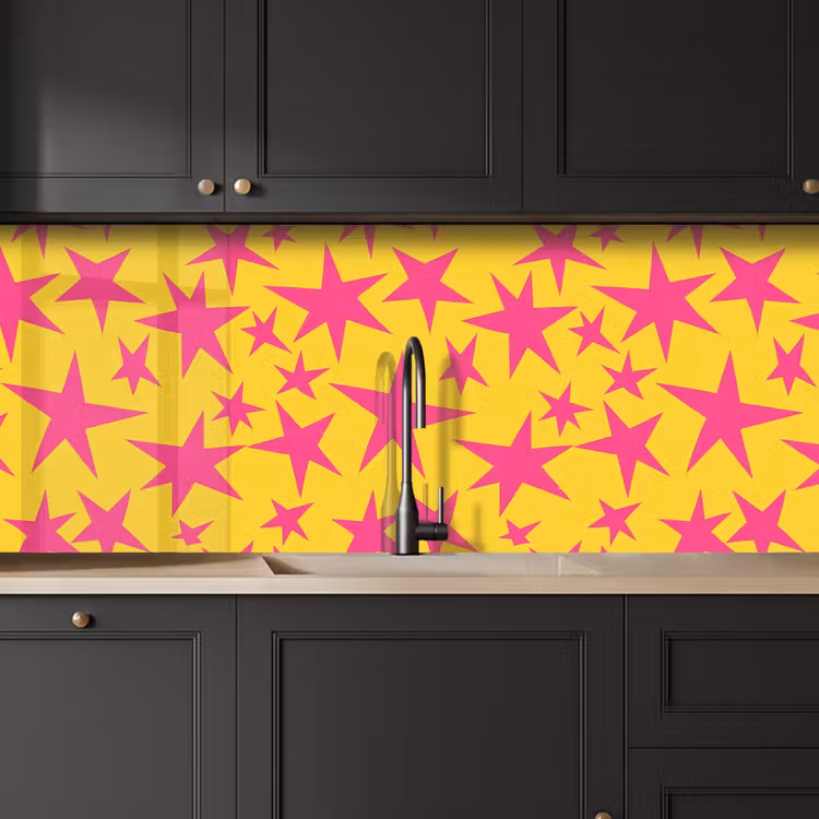Schienale cucina - Stelle - Motivo - Rosa - Giallo — 6