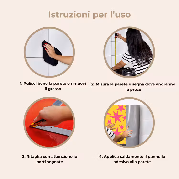 Schienale cucina - Stelle - Motivo - Rosa - Giallo — 9