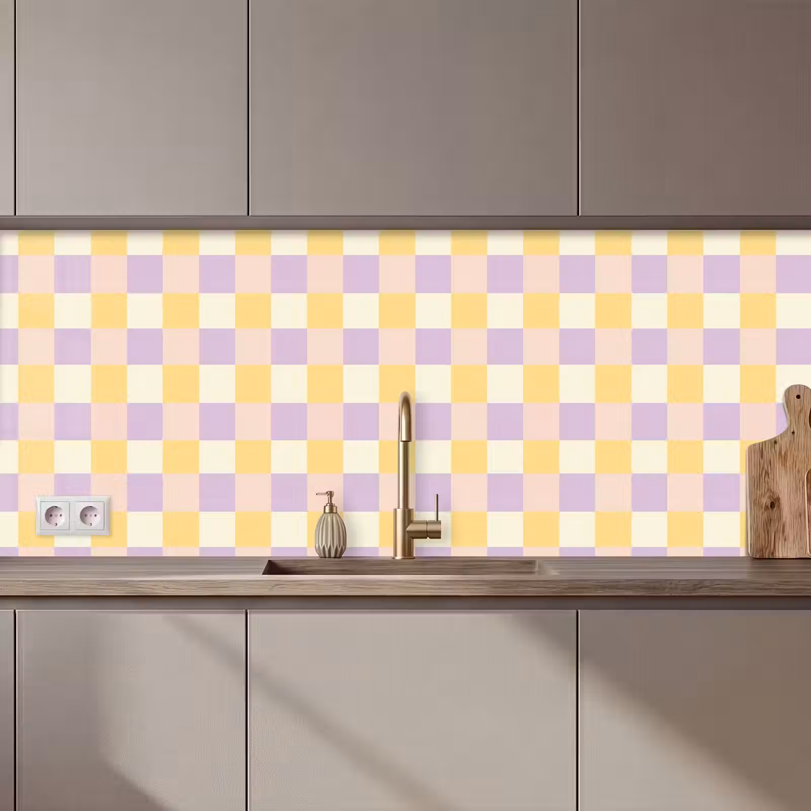 Schienale cucina - Blocchi - Lilla - Giallo — 1