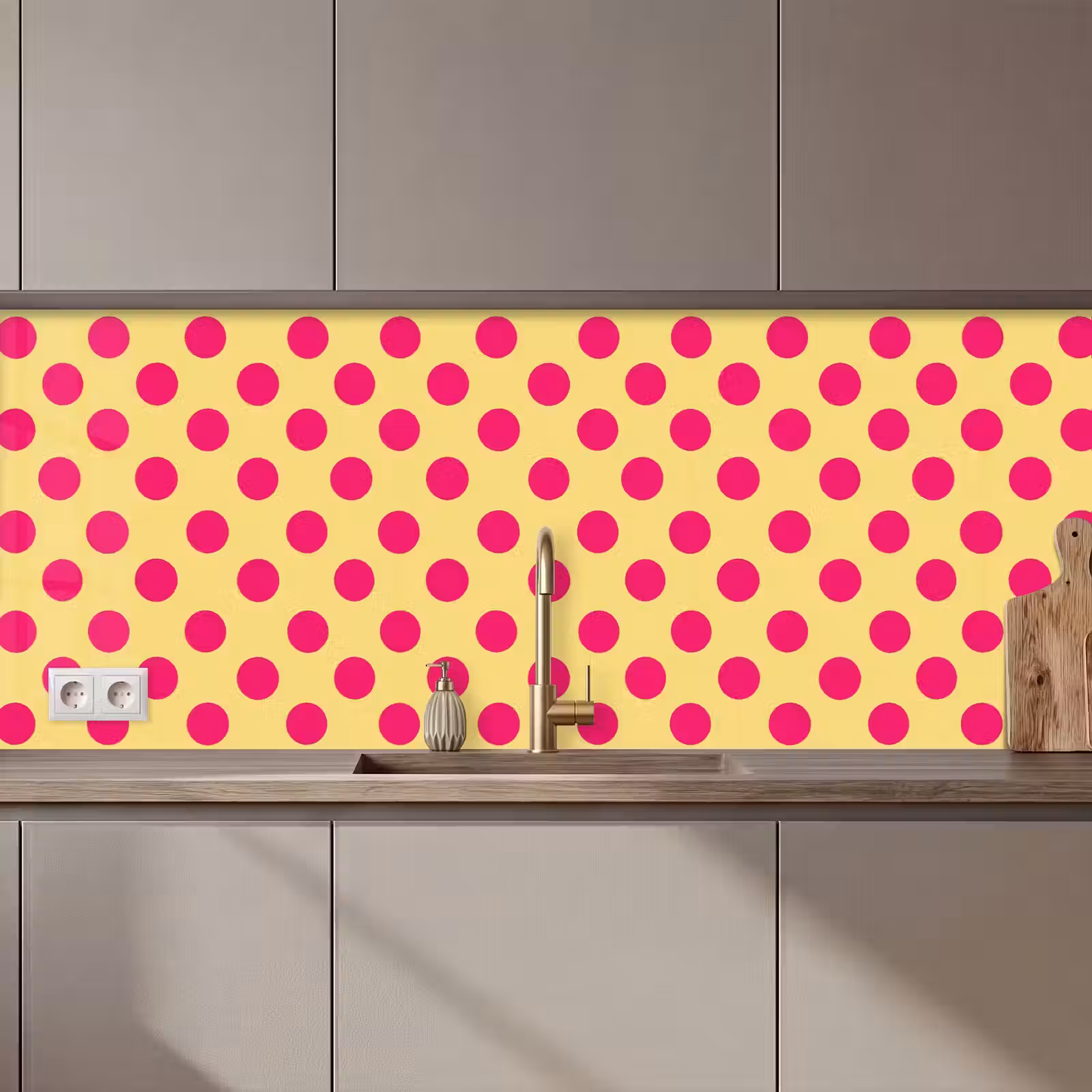 Schienale cucina - Rosa - Puntini - Giallo — 1