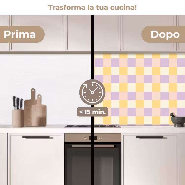 Schienale cucina - Blocchi - Lilla - Giallo — 3